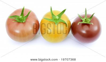 Tomates rose, jaune et rouge
