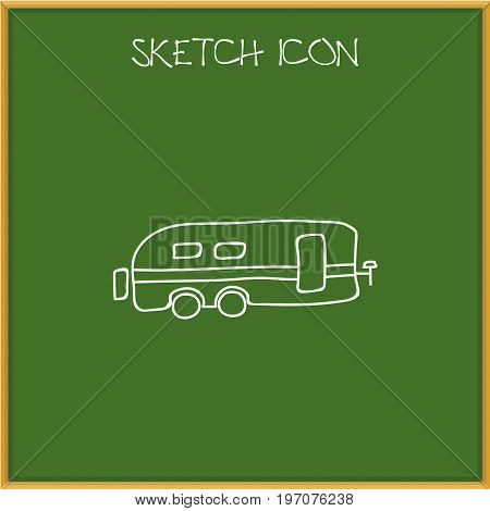 Vector Illustration Of Trip Symbol On Caravan Doodle