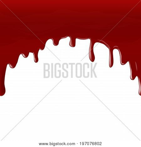 Vector illustration. A stream of red blood flowing down on a white background. Design for decoration in the style of horror.