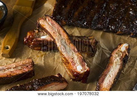 Homemade Smoked Barbecue St. Louis Style Pork Ribs