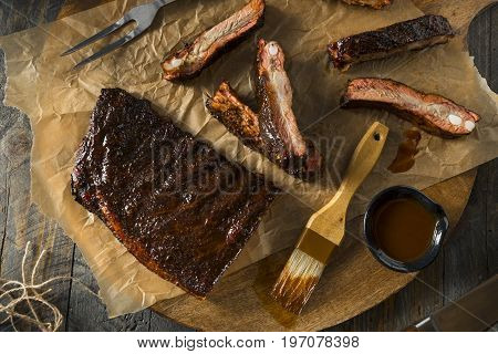 Homemade Smoked Barbecue St. Louis Style Pork Ribs
