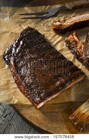 Homemade Smoked Barbecue St. Louis Style Pork Ribs