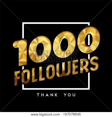 1K Gold Internet Follower Number Thank You Card