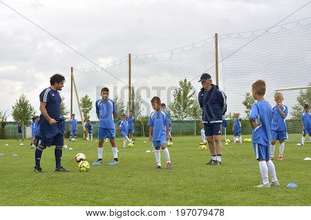 Ghimbav, Brasov, Romania - Agust 3: Soccer Football Training Camp For Kids, Children At Forex Ghimba