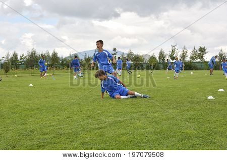 Ghimbav, Brasov, Romania - Agust 3: Soccer Football Training Camp For Kids, Children At Forex Ghimba