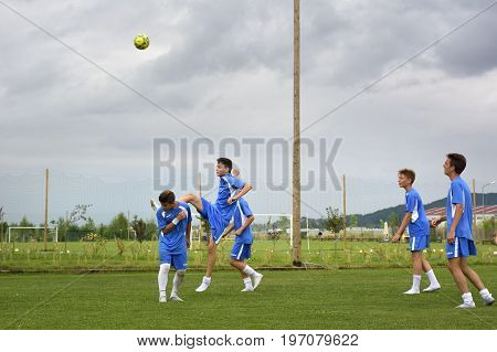 Ghimbav, Brasov, Romania - Agust 3: Soccer Football Training Camp For Kids, Children At Forex Ghimba