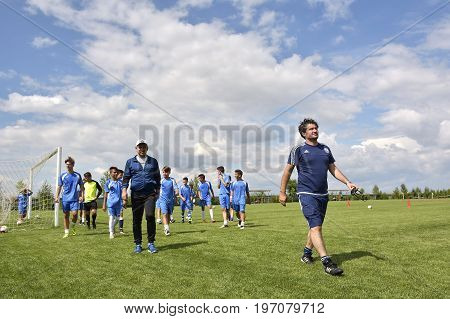 Ghimbav, Brasov, Romania - Agust 3: Soccer Football Training Camp For Kids, Children At Forex Ghimba