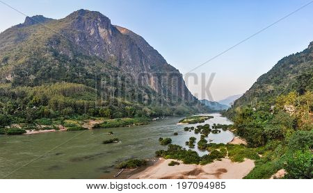 View Of Nam Ou River In Nong Khiaw, Laos