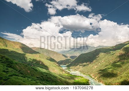 View on mountain river by park national chicamocha