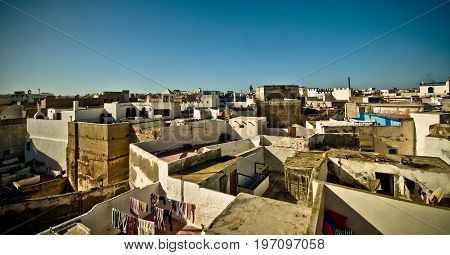 View over the roofs of historical Essauira in Morocco