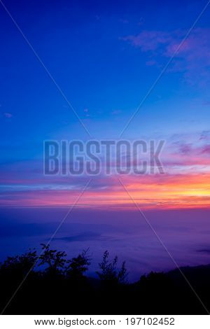 Sunrise At Samer Dao Mountain At Nan, Thailand