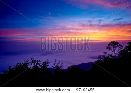 Sunrise At Samer Dao Mountain At Nan, Thailand