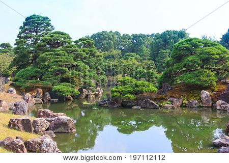 Traditional Japanese Garden At Nijo Castle, Kyoto.