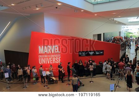 BRISBANE AUSTRALIA - JULY 8, 2017: Unidentified people visit GOMA museum. GOMA Queensland Government of Modern Art is the largest gallery of modern and contemporary art in Australia.