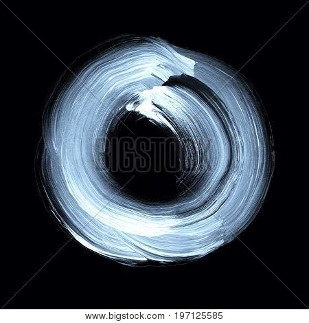 Abstract Ring Black And White Background With Painted Acrylic Swirling Backdrop.