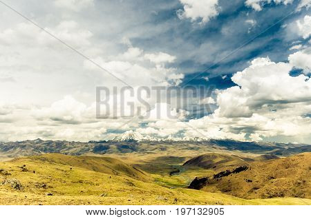 View on mountain landscape by Tagong grassland in China