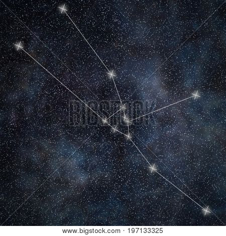 Taurus Constellation. Zodiac Sign Taurus Constellation Lines  Galaxy Background