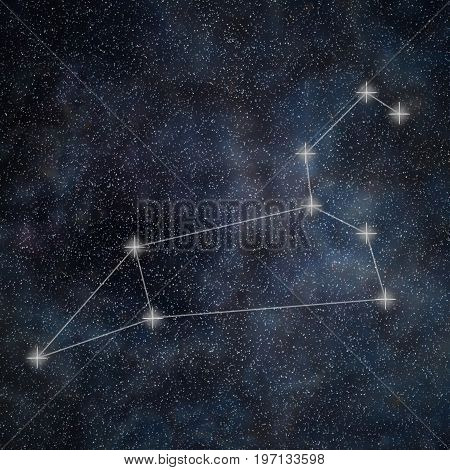 Leo Constellation. Zodiac Sign Leo Constellation Lines Galaxy Background