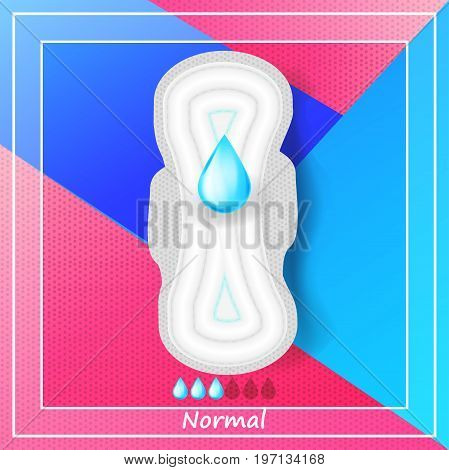 Realistic Sanitary Napkin on a bright trendy background, 3d illustration, top view.