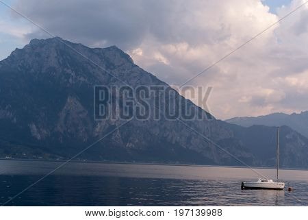 View Of Mountens And Sailing Boat