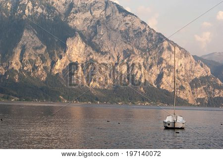 View Of Mountens And Sailing Boat