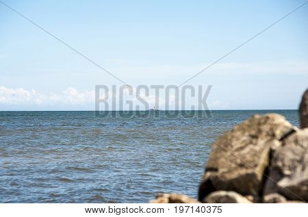Europe Latvia the cape Kolka place where connect the Baltic Sea and the Gulf of Riga and the location of the beacon.