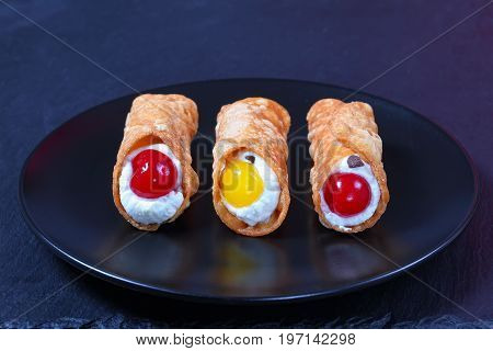 Tasty Sicilian Cannoli, Classic Italian Dessert