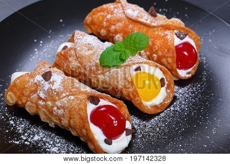 Tasty Sicilian Cannoli, Classic Italian Dessert