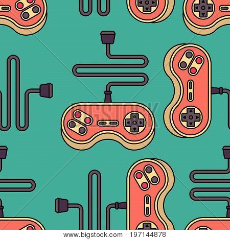 Joystick Seamless Pattern. Gamepad Ornament. Videogame Controller Texture