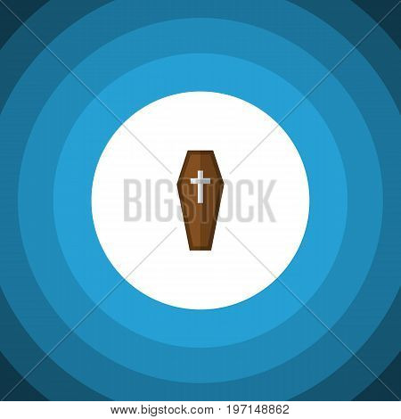 Casket Vector Element Can Be Used For Casket, Coffin, Dead Design Concept.  Isolated Coffin Flat Icon.
