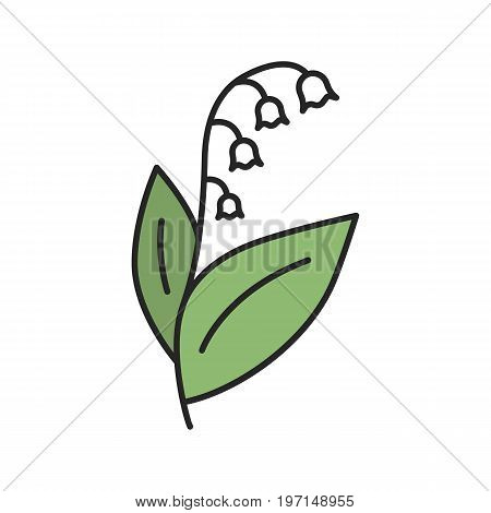 Lily of the valley color icon. May-lily flower. Isolated vector illustration