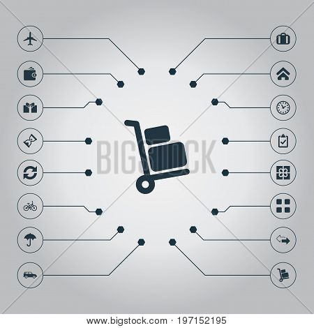 Elements Luggage Bearer, Repeatability, Home And Other Synonyms Refresh, Parcel And Delivery.  Vector Illustration Set Of Simple Surrender Icons.