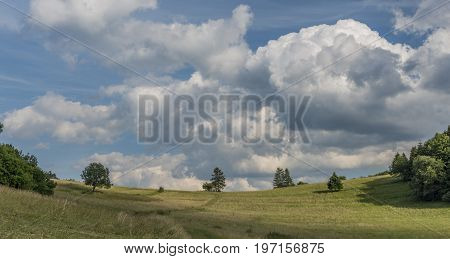 Sunny Summer Day Over Lesnica Village In National Park Pieniny