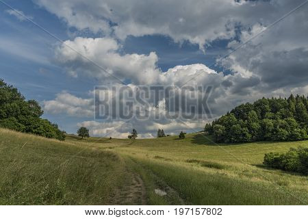 Sunny Summer Day Over Lesnica Village In National Park Pieniny