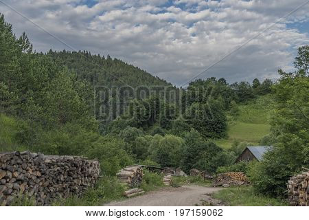 Sunny Summer Day Over Lesnica Village In National Park Pieniny