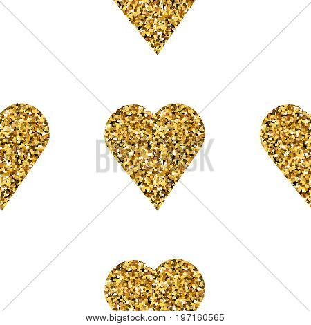 Gold Heart Seamless Pattern On White Backgroung