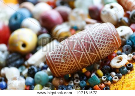 Colours and textures of antique beads in Southeast Asia