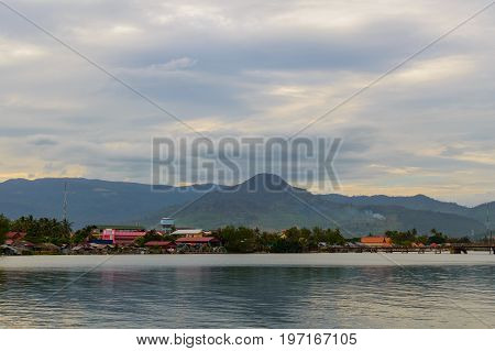Sunset Over River In Kampot, Cambodia.