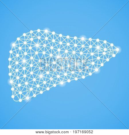 Human Liver Isolated On A Blue Background. Vector Illustration.Hepatology. Creative Medical Concept