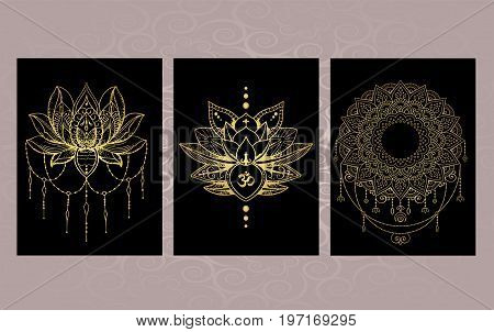 A set of Oriental characters tattoos - Lotus flower Buddhism