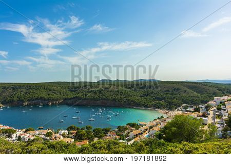 Small bay of Cala Montgo in Costa Brava. Montgo beach is a natural and awesome place of la Escala and Torroella de Montgri in Girona province, Catalonia, Spain