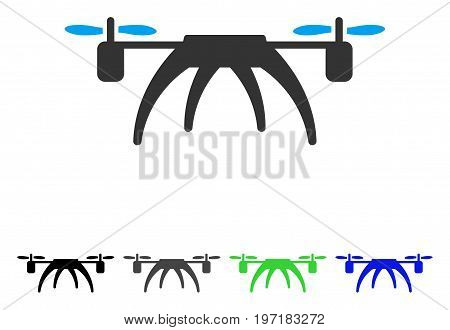 Rotorcraft flat vector pictogram. Colored rotorcraft gray, black, blue, green pictogram variants. Flat icon style for graphic design.