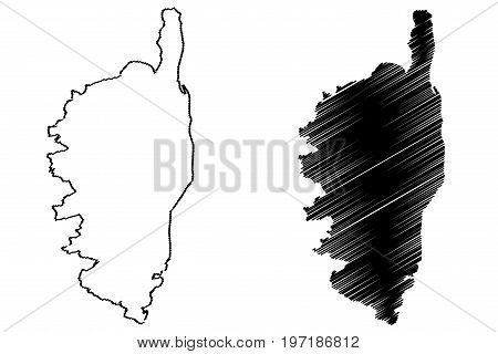 Corsica map vector illustration , scribble sketch Corsica