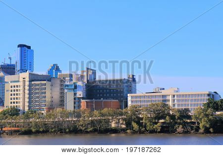 BRISBANE AUSTRALIA - JULY 8, 2017: QUT Queensland University of Technology. QUT Queensland University of Technology is a public research university located in downtown Brisbane