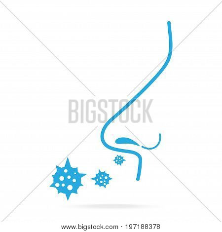 Breathing Inhale and virus blue icon. Infection breathing concept. Medical icon