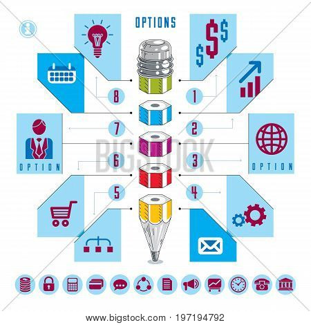 Creative infographics pencil ideav ector illustration. Business elements