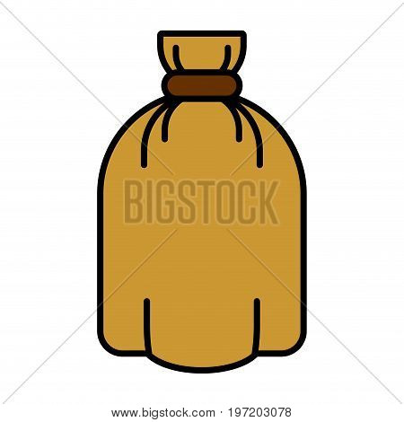 Closed Canvas Bag Isolated. Yellow Sack Of Fabric.