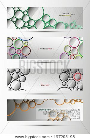 Set of vector abstract banners, backgrounds, headers with circles for a site, design