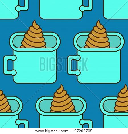 Shit In Pot Pattern. Poop In Boiler Ornament. Turd In Bowler Background