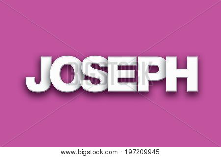 The name Joseph concept written in 3D white type on a colorful background.